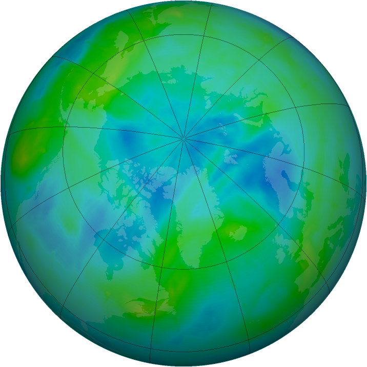 Arctic ozone map for 15 September 2009